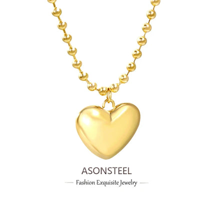 ASONSTEEL Romantic Heart Pendant Necklace | Gold Stainless Steel Choker for Women Gift