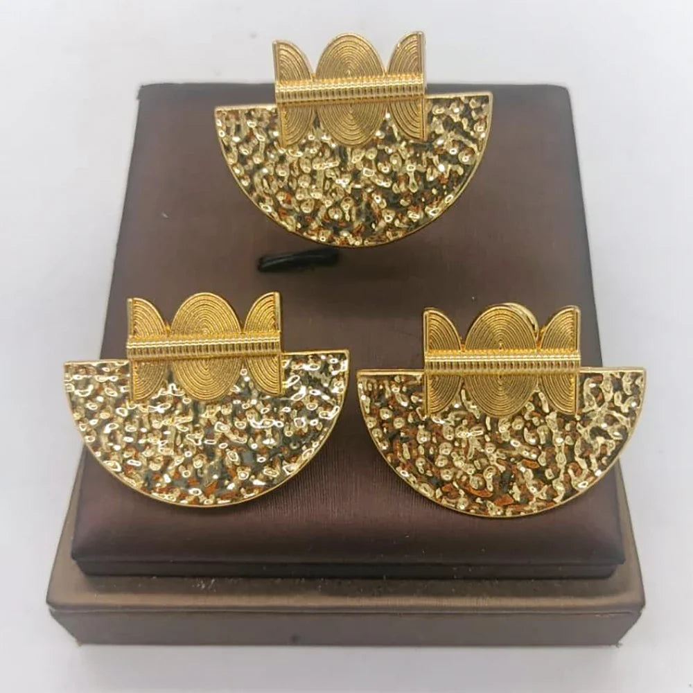 Brazilian Gold Color Jewelry Set for Women Clip Earrings and Finger Ring Weddings Party Jewelry Set Party Accessories Gifts
