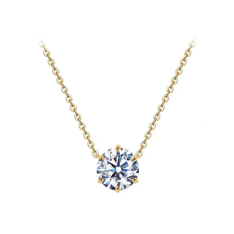 S925 Sterling Silver Necklace Set with Zircon Electroplated 14k Gold Women's Fine Style