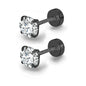 Stainless Steel Cubic Zirconia Stud Earrings | Screw-Back CZ Earrings for Women and Men