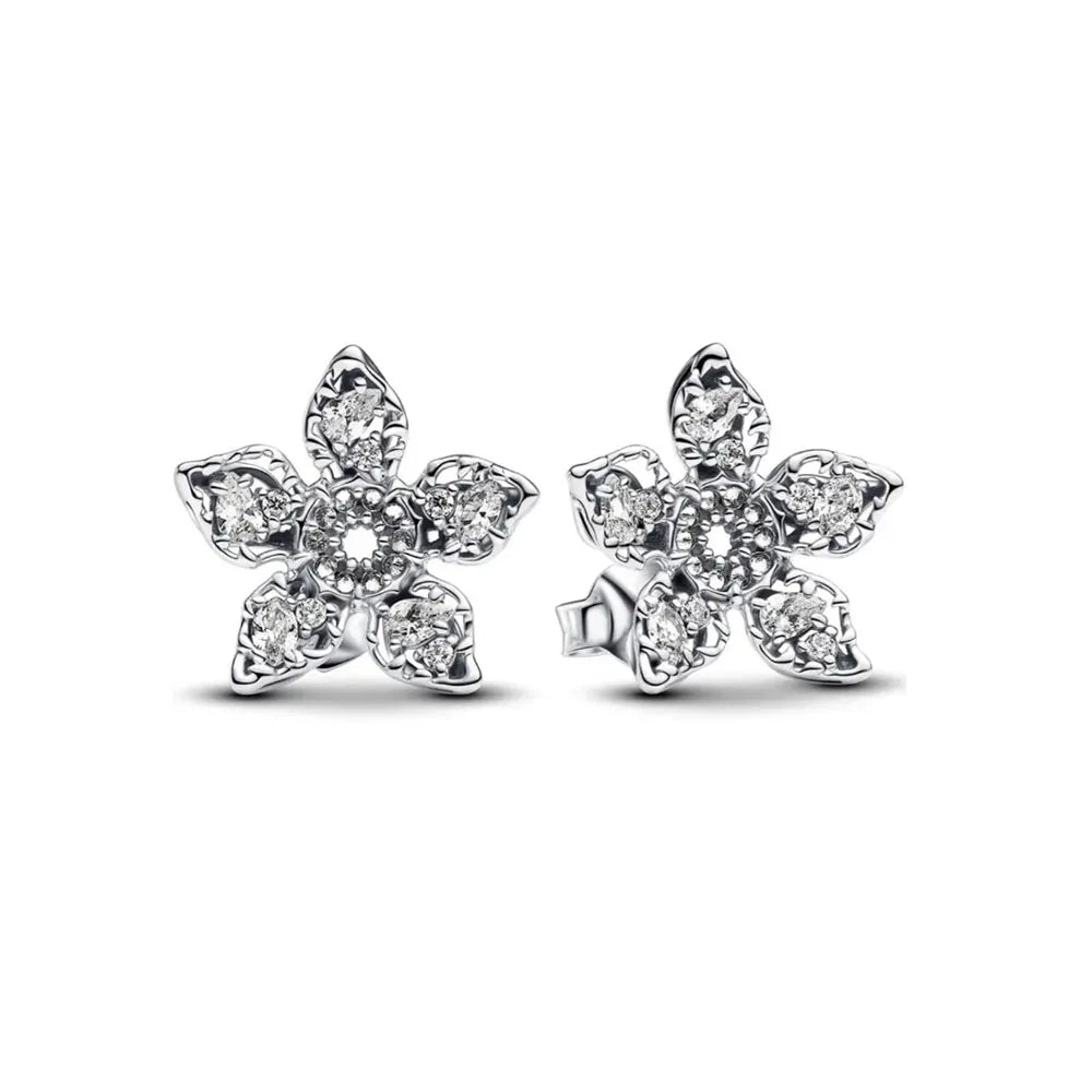European New 925 Silver Butterfly Flower Stud Earrings, Fit Women's Festival Exquisite Charm Jewelry Gifts