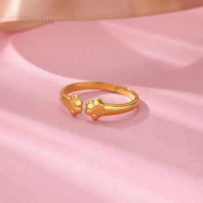 Cute Cat Claw Open Rings For Women Stainless Steel Gold Color Temperament Animal Finger Ring 2025 New Fashion Couple Jewelry