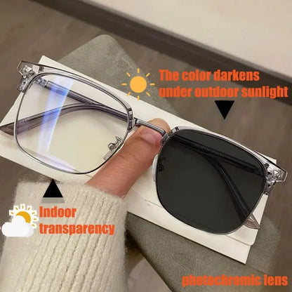 Ultra Light Square Photochromic Sunglasses | Replaceable Lens Eyewear for Men and Women