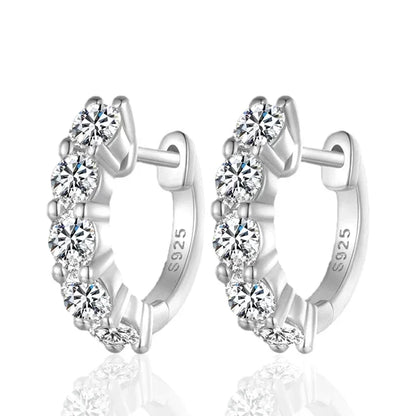 NeeTim 3mm D Color Moissanite Earrings 925 Sterling Silver Plated White Gold Hoop Earring for Women Wedding Party Fine Jewelry