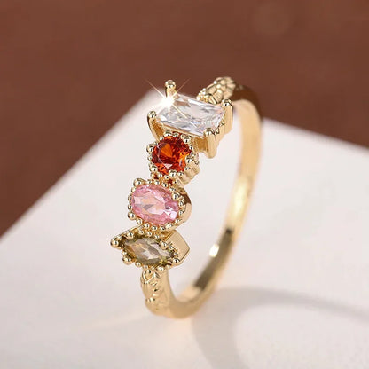 925 Sterling Silve Cubic Zirconia Women Rings for Wedding Party Luxury Gold Color Bright Female Rings Party Trendy Fine Jewelry