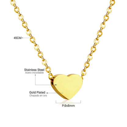 ASONSTEEL Heart Pendant Necklace | Romantic Gold Stainless Steel Choker for Women