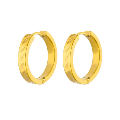 Vintage Round Stainless Steel Hoop Earrings For Women Gold Plated Earring 2023 Trending Statement Ear Jewelry Christmas Gift