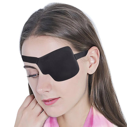 Black Single Eyepatch Blindfold | Adjustable Eye Mask for Sleeping, Amblyopia, and Costume Props