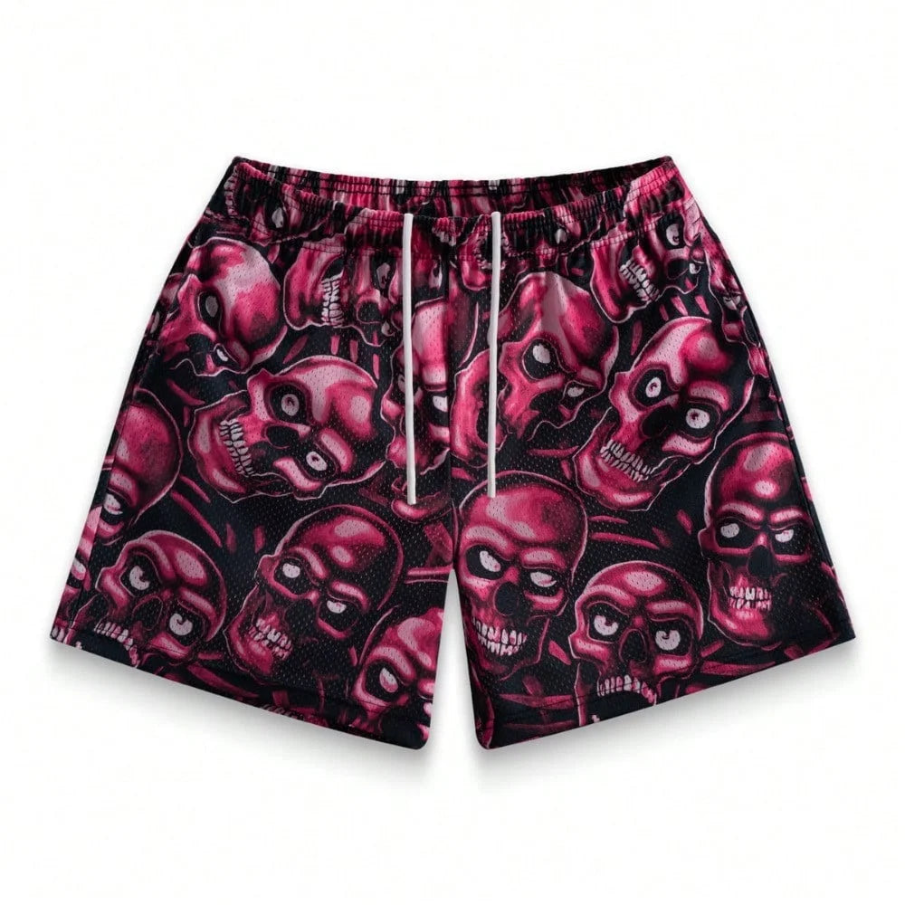 Premium 3D Printed Men's Hawaiian Shorts - Ultra Casual Skull Graphic for Summer Vacations and Sport Running