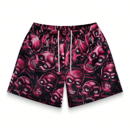 Premium 3D Printed Men's Hawaiian Shorts - Ultra Casual Skull Graphic for Summer Vacations and Sport Running