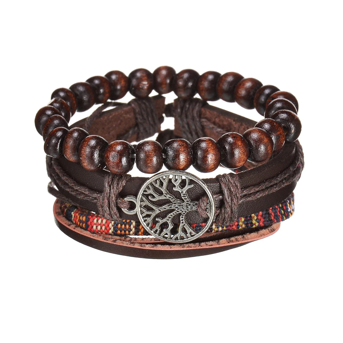 MeMolissa New Fashion Braided Wrap Leather Bracelets for Men High Quality Vintage Charm Wood Beads Ethnic Tribal Wristbands