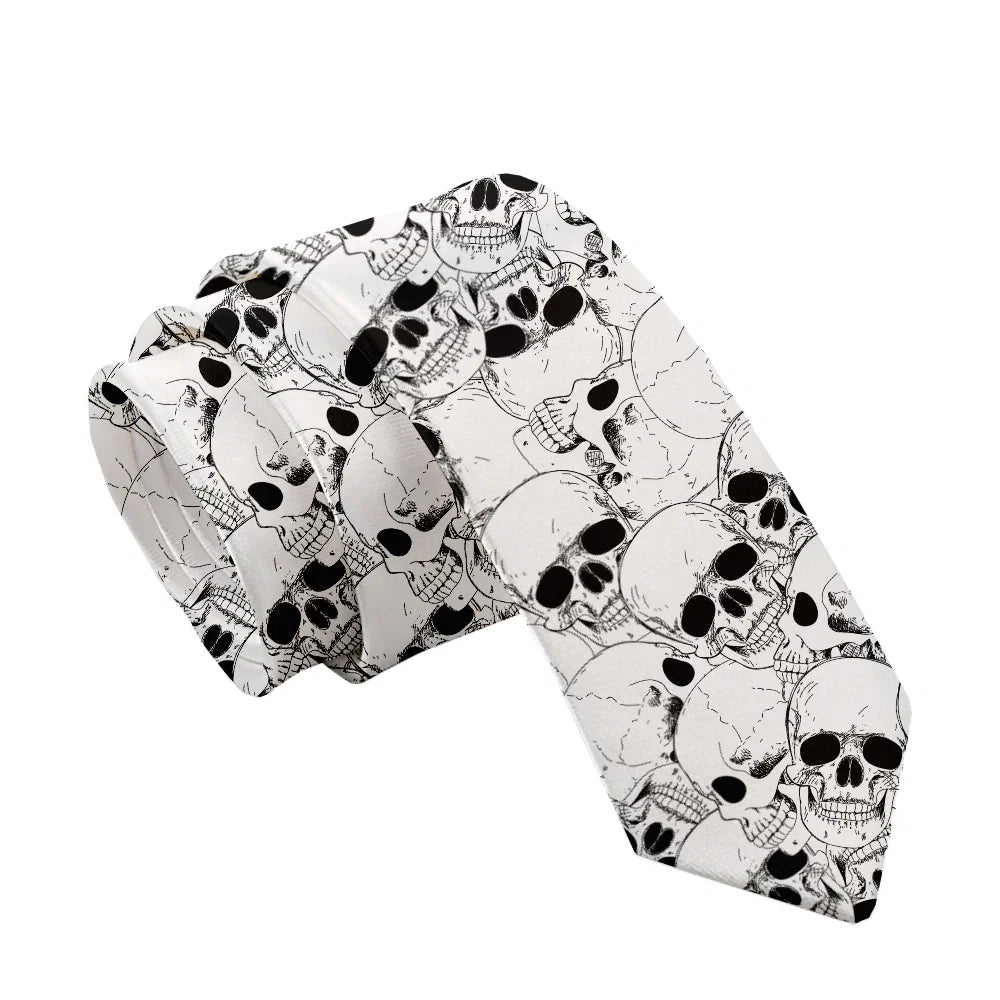 Fashion skull 3D printed tie art design personality tie adult 8cm wide polyester slim shirt suit party accessories