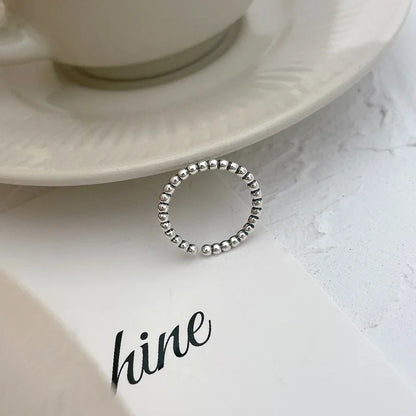 VENTFILLE 925 Sterling Silver Geometric Multilayer Round Bead Ring | Fashion Punk Temperament Jewelry