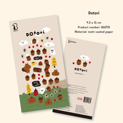 Cute Squirrel Acorn Stickers | Kawaii Paper Stickers for Scrapbooking and Journaling