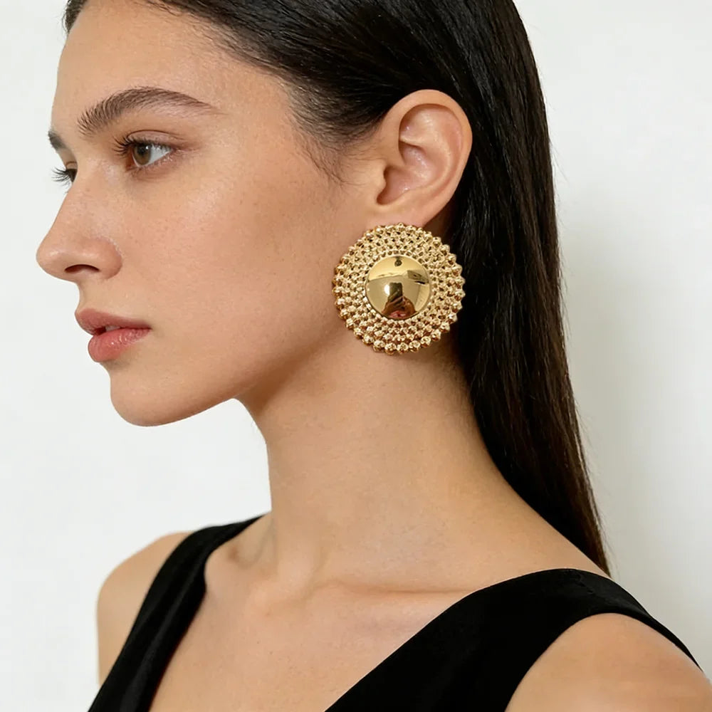 Gold Plated Earrings Jewelry for Women Weddings Design Circle Clip Earrings for Dubai Engagement Bride Luxury Hoop Earrings