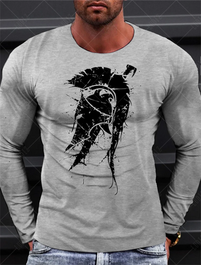 Sparta Vintage Graphic Men's Long Sleeve T-shirt for Men Clothing Casual Tops Tee Fashion 3D Full Printing Tshirt Streetwear