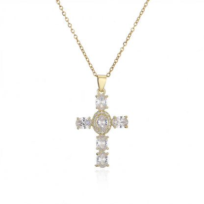 NEWBUY Classic Design Cross Pendant Necklace For Women 2026 Hot Sale Luxury AAA Cubic Zirconia Crystal Christian Jewelry Gift