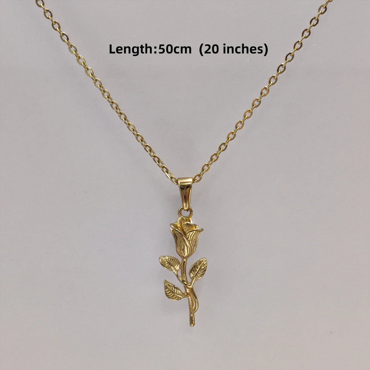New Gold Plated Rose Flower Pendant Necklace Simple Vintage Clavicle Chain Stainless Steel Necklace for Men Women Jewelry Gifts