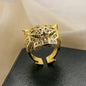 NEWBUY High Quality Fashion Statement Big Animal Ring For Women Girl Party Jewelry Gold Color Zircon Leopard Open Ring Wholesale