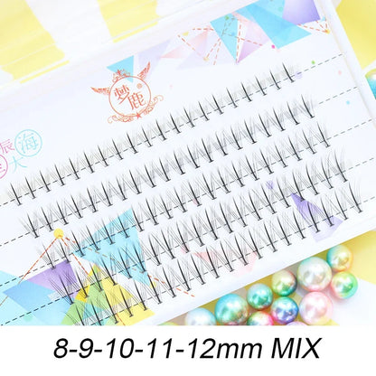 Brown Lashes A Type False Eyelashes 8-12mm | Natural Fairy Lash Clusters for Korean Makeup