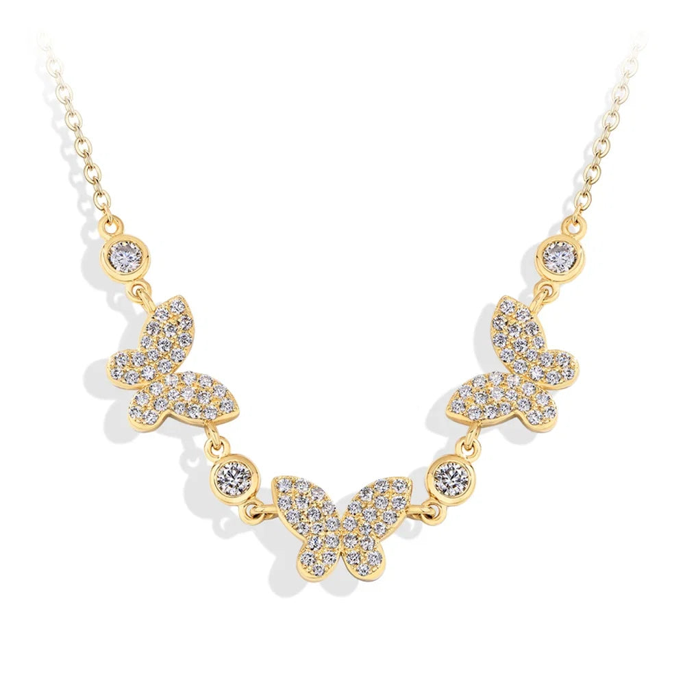 MINTYBOX S925 Silver Butterfly Moissanite Necklaces 18k Gold Plated D/VVS1 Lab Diamond 40+5cm for Women Brithday Jewelry Gift