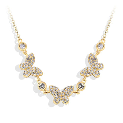 MINTYBOX S925 Silver Butterfly Moissanite Necklaces 18k Gold Plated D/VVS1 Lab Diamond 40+5cm for Women Brithday Jewelry Gift