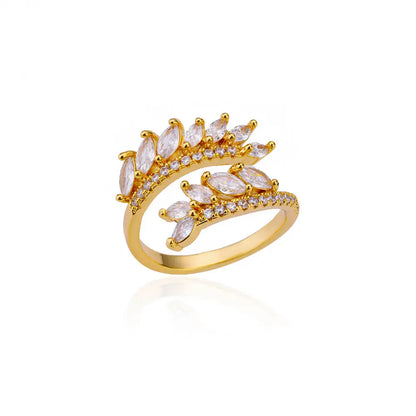 Luxury Rose Flower Zircon Rings For Women Gold Color Stainless Steel Fashion Butterfly Ring 2023 Wedding Aesthetic Jewerly Gift