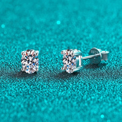 NeeTim 2 Carat Oval D Color Moissanite Stud Earrings For Women 925 Sterling Silver Sparkling Diamond  Earring Wedding Jewelry
