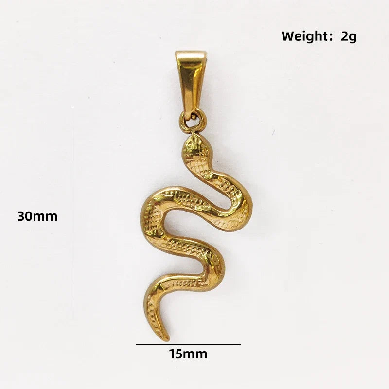 Stainless Steel Snake Pendant Necklace - 18K Gold Plated Simple Design dijes de acero inoxidabl, Animal Jewelry for Men & Women