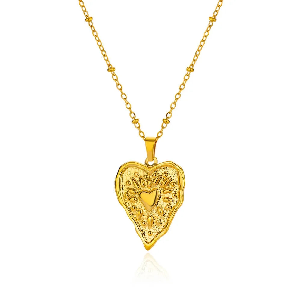 Geometric Heart Necklaces For Women Stainless Steel Gold Color Snake Chain Heart Necklace Aesthetic New Wedding Jewelry Gift