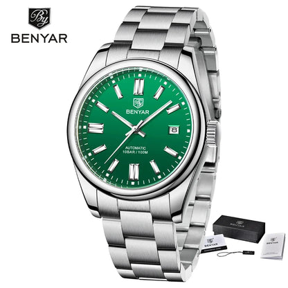 New BENYAR Luxury Automatic Watch 10ATM Waterproof Stainless Steel Men Mechanical Wristwatches Sports Diving Watch for Men