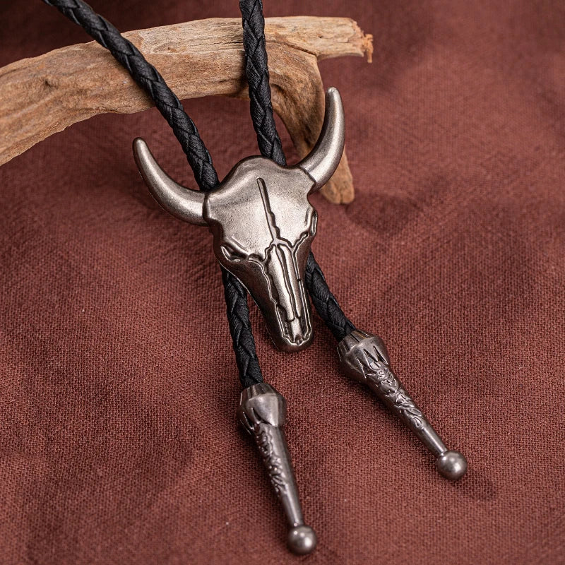 1Pcs Men's Long Necklace Pendant Bullhead Western Cowboy Elements Creative Styling Adjustable Chain Necklace Pendant