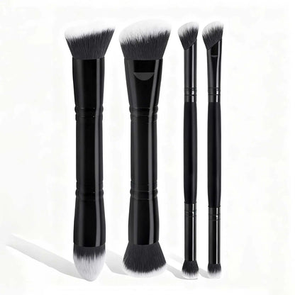 4pcs Basic Makeup Brushes Set with Box | Dual-ended Travel Kit for Beginners