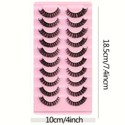 10 Pairs Russian Strip Lashes DD Curl | Fluffy Wispy Faux Mink Lashes Pack