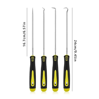 4 Pieces Long Pick & Hook Set | Gasket Puller Pick Tools for Removing Car Auto Oil Seal O-Ring Seal Tools