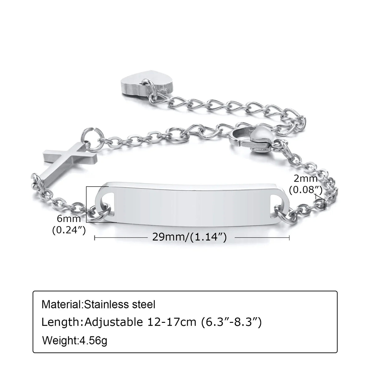 Custom Personalized Name ID Bracelet Gilrs Boy Gifts, Stainless Steel Curb Chain Link Crown Bracelet Not Allergic