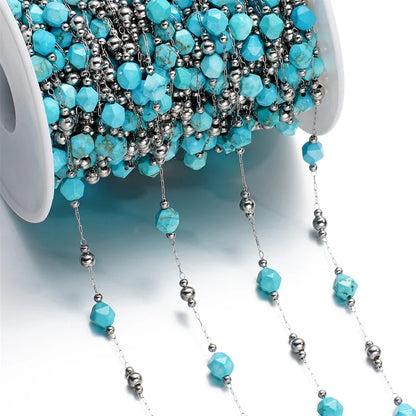 1Meter/Lot Mixed Stainless Steel Irregular Stone Beads Chains for Handmade DIY Necklace Bracelets Jewelry Making Accessories