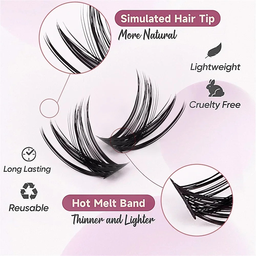 120pcs Natural Look Wispy D Curl Cluster Lashes | DIY Eyelash Extensions Kit