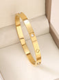 1pc 18K Gold Plated Stainless Steel Stackable Bracelet With Chain And Clover Design, Fashion Style For Women, Suitable For Casua