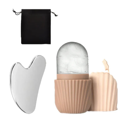 Ice Face Roller and Gua Sha Set | Stainless Steel Facial Massage Tools