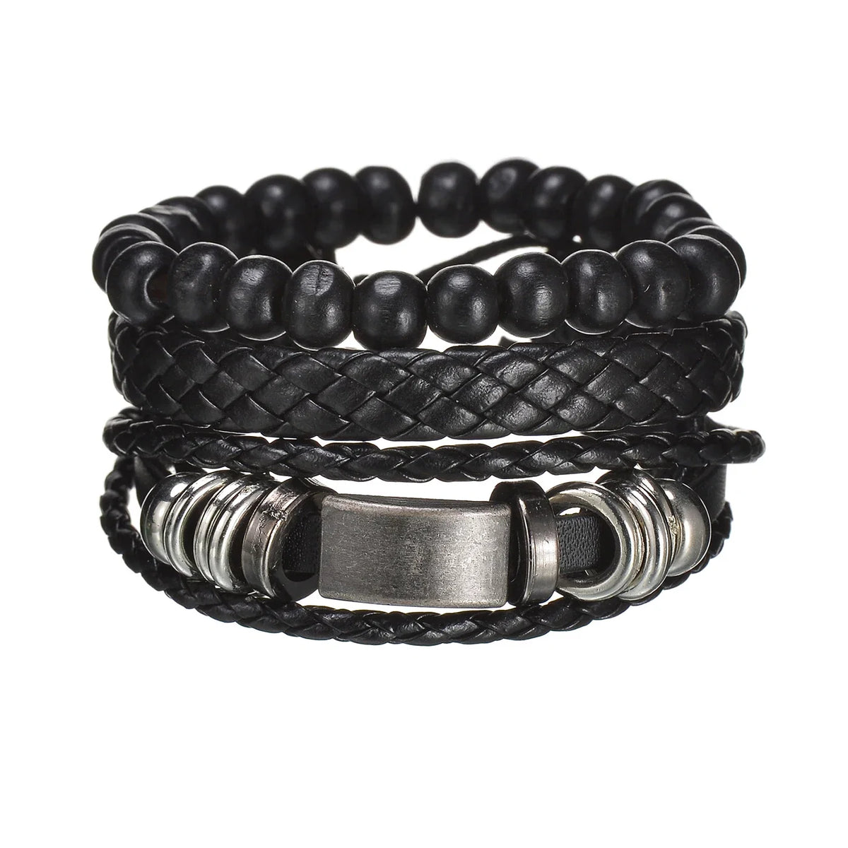 MeMolissa New Fashion Braided Wrap Leather Bracelets for Men High Quality Vintage Charm Wood Beads Ethnic Tribal Wristbands