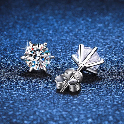 NeeTim 0.3-2CT Moissanite Stud Earrings For Women Screw Thread Ear Studs 925 Sterling Silver Wedding Jewelry Pass Diamond Test