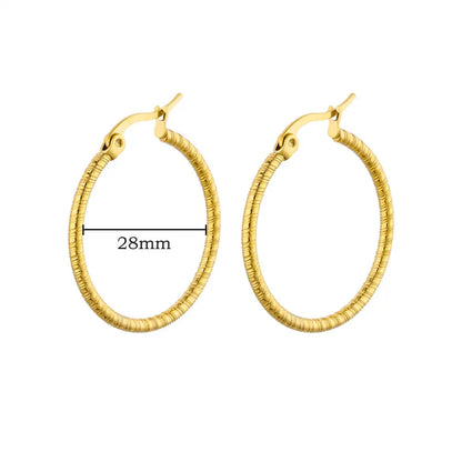 Vintage Round Stainless Steel Hoop Earrings For Women Gold Plated Earring 2023 Trending Statement Ear Jewelry Christmas Gift