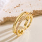 NEWBUY Trendy Gold Color Copper Geometric Jewelry Luxury AAA Cubic Zirconia Wedding Ring For Elegant Women Engagement Gift