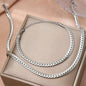 Aomogo Stainless Steel Simple Flat Cuban Chain Bracelet Necklace Jewelry Set 18k Gold Plated Fashion Thick Chain Fashion Jewelry