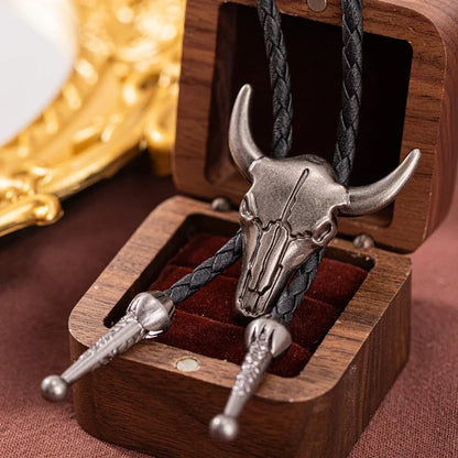 1Pcs Men's Long Necklace Pendant Bullhead Western Cowboy Elements Creative Styling Adjustable Chain Necklace Pendant