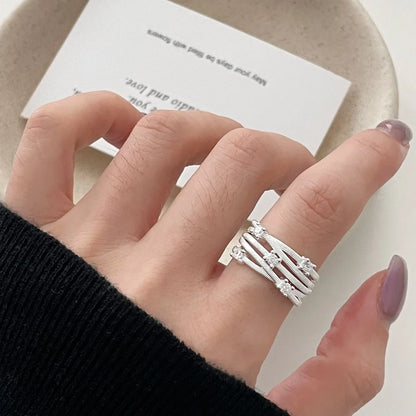 PANJBJ 925 Sterling Silver Pearl Irregular Ring | Women Shell Overlapping Hollow Sweet Design Jewelry