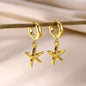 Freshwater Ocean Starfish Shell Hoop Earrings For Women Elegant Stainless Steel Gold Color Aretes Christmas jewelry accessories
