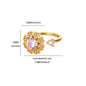 Luxury Zircon Rotable Flower Heart Rings For Women Stainless Steel Gold Color Open Ring 2025 New Fashion Wedding Couple Jewelry