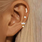 Gold Circle Hoop Earrings Set | Stainless Steel Zircon Flower Stud Jewelry